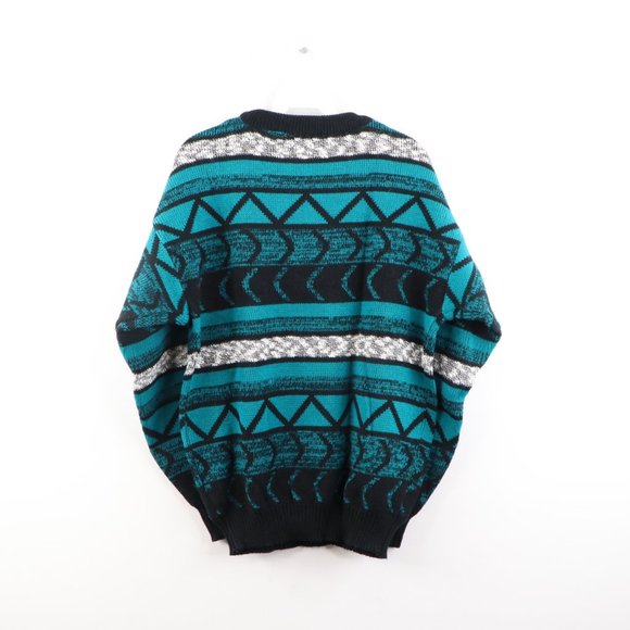 Fresh Prince Geometric Leather Trim Sweater - Picture 5 of 7